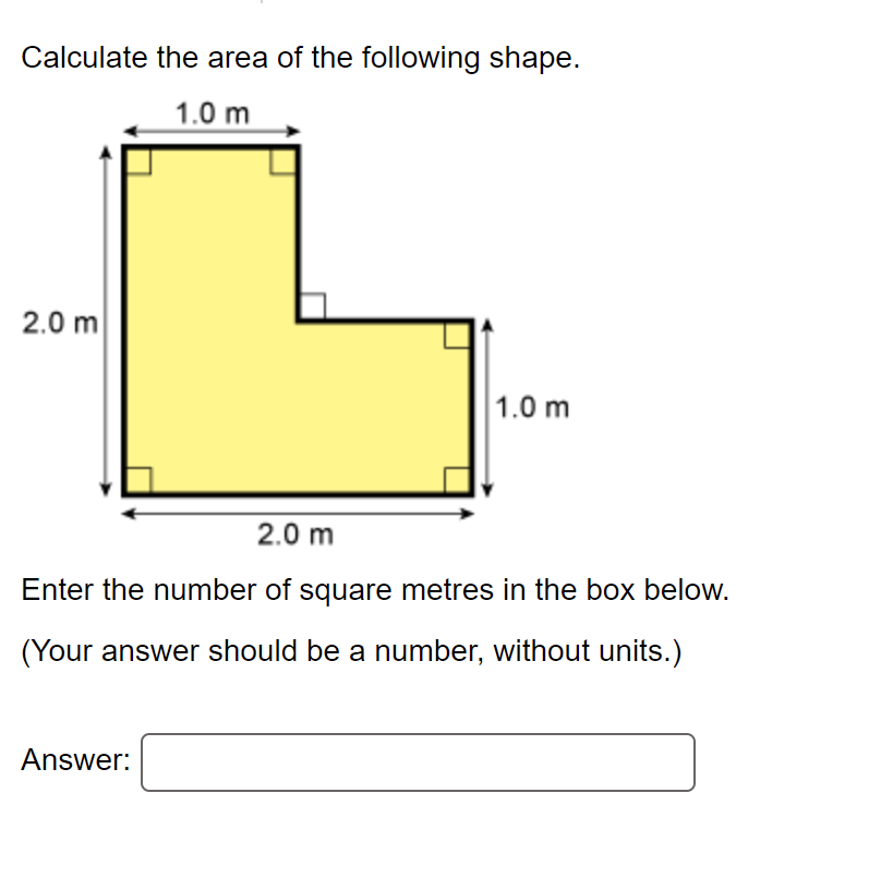 Solved Calculate the area of the following shape. 1.0 m 2.0 | Chegg.com