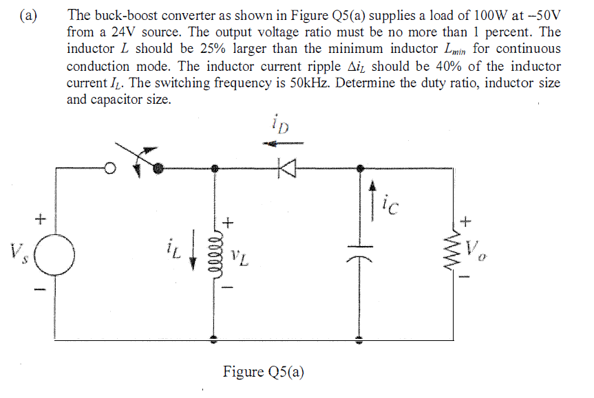 Solved The buck-boost converter as shown in Figure Q5 (a) | Chegg.com