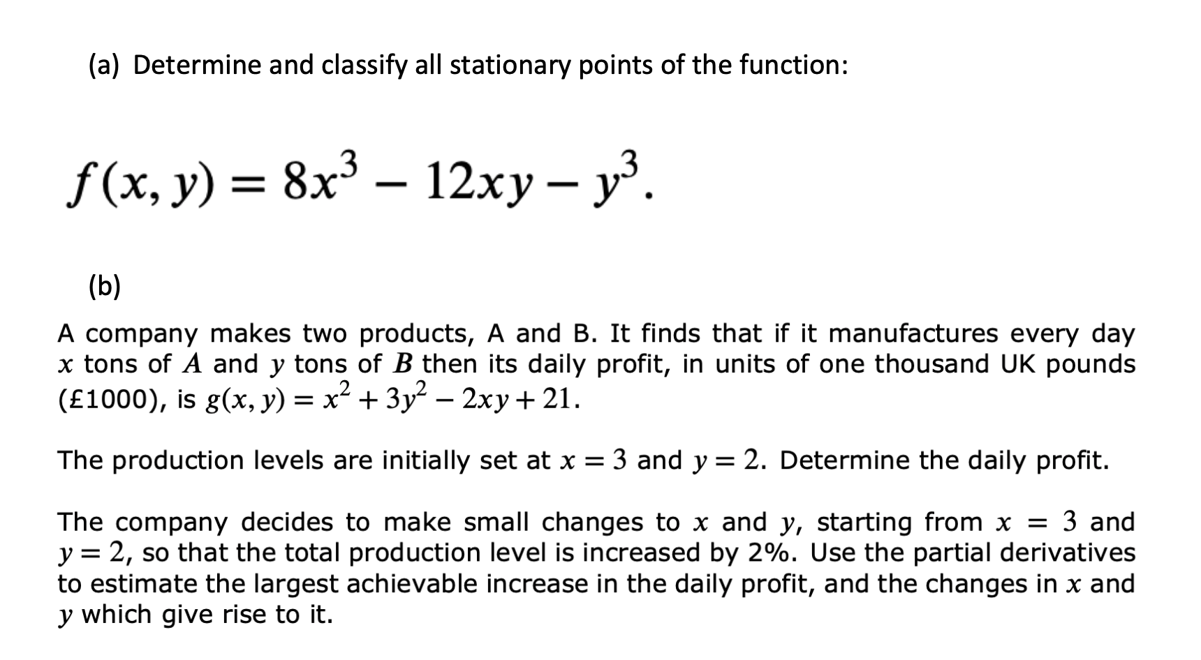 Solved A Determine And Classify All Stationary Points O Chegg Com