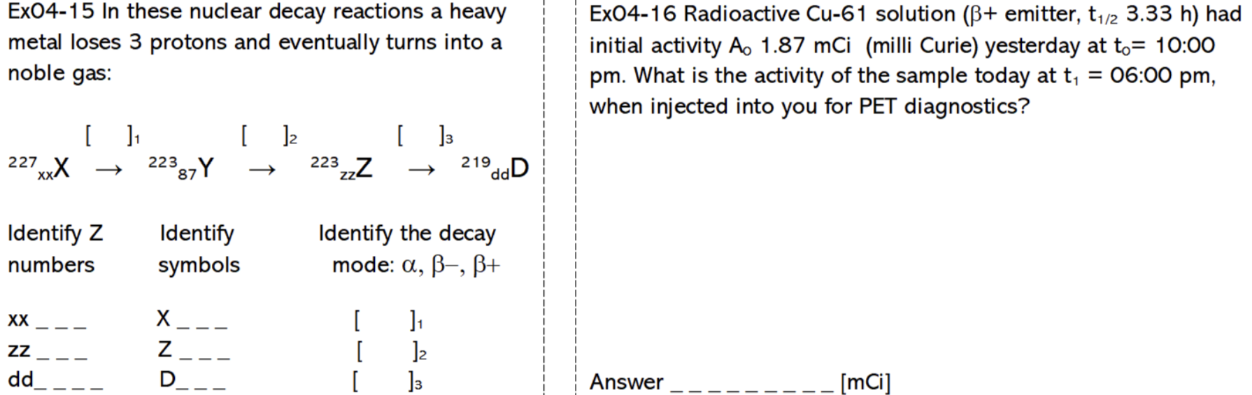 Solved Ex04-15 In These Nuclear Decay Reactions A Heavy | Chegg.com