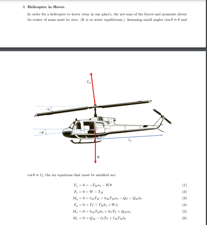 Solved 3. Helicopter in Hover. In order for a helicopter to | Chegg.com