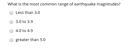 what is the most common range of earthquake magnitudes