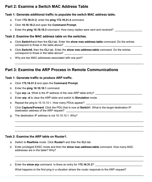 Solved Lab Two Examining the ARP Table Objectives Part 1: | Chegg.com