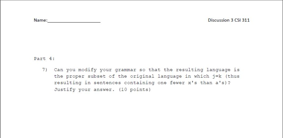 Solved Name: Discussion 3 CSI 311 Answer each of the | Chegg.com
