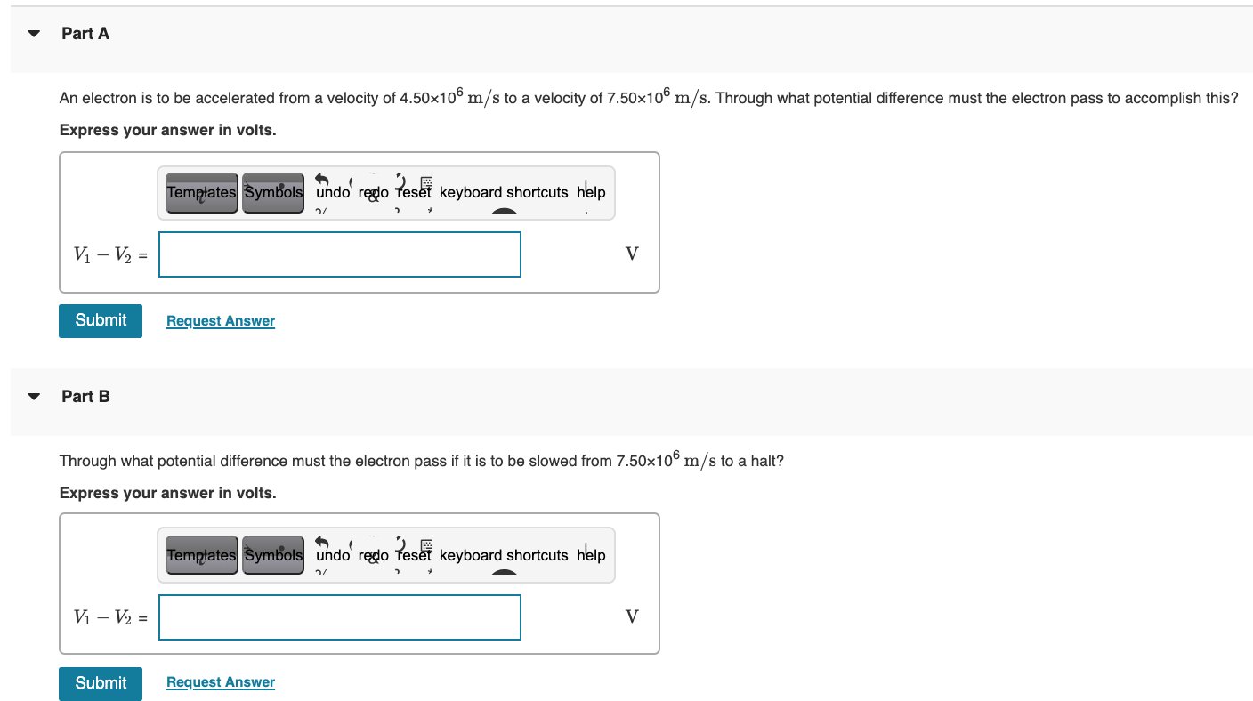 Solved Part A An electron is to be accelerated from a | Chegg.com