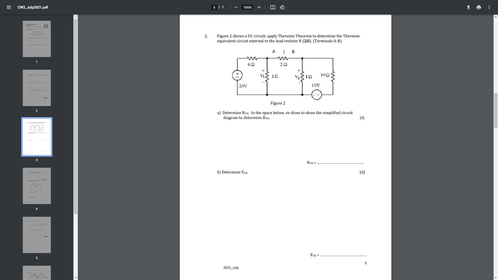 Solved CW2 July2021.pdf 3/7 - 100% 2. Figure 2 shows a DC | Chegg.com