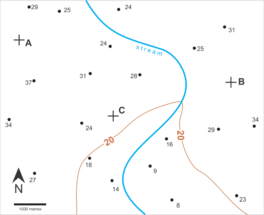 Solved Construct A Contour Map. The Original, Base Map Has | Chegg.com