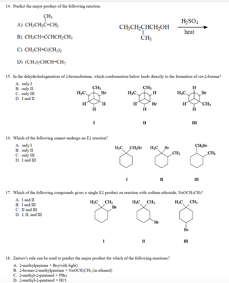 Solved 14. Predict the major product of the following | Chegg.com