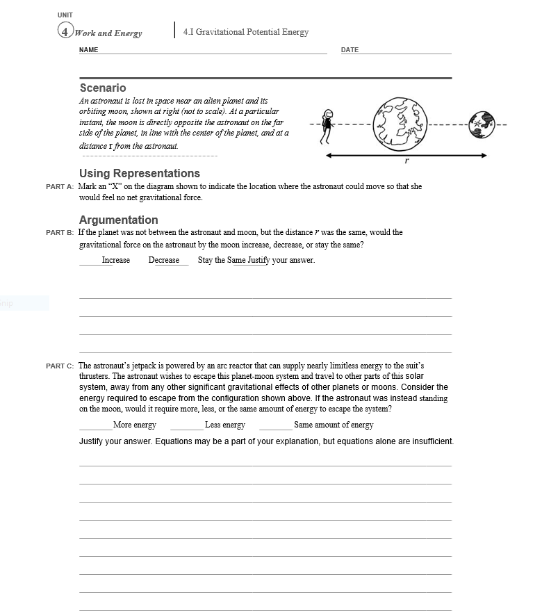 Solved UNIT 4 Work and Energy | 4.1 Gravitational Potential | Chegg.com