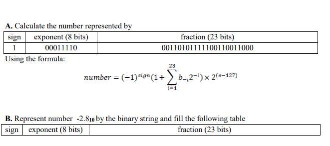 Solved A. Calculate the number represented by exponent (8 | Chegg.com
