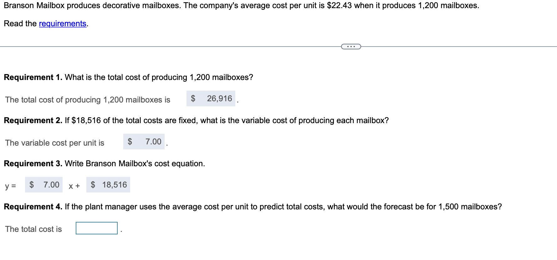 Solved Branson Mailbox produces decorative mailboxes. The