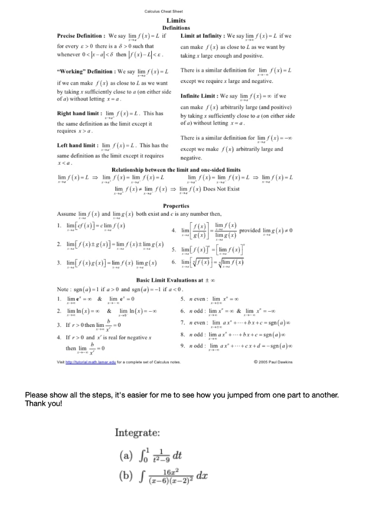 Printable Calculus Cheat Sheet Cheat Sheet For Limits Gambaran Images 