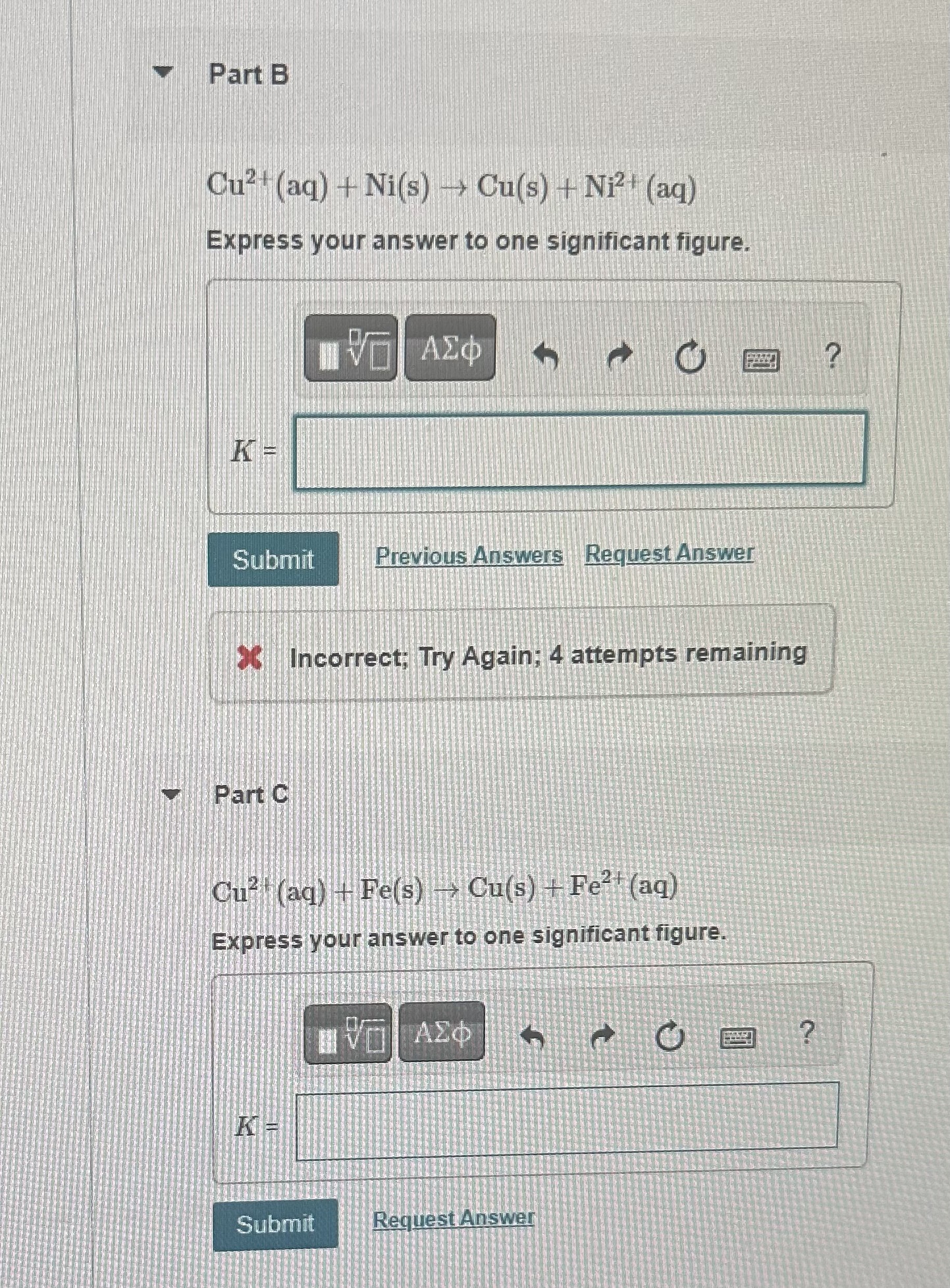 Solved Cu2+(aq)+Ni(s)→Cu(s)+Ni2+(aq) Express your answer to | Chegg.com