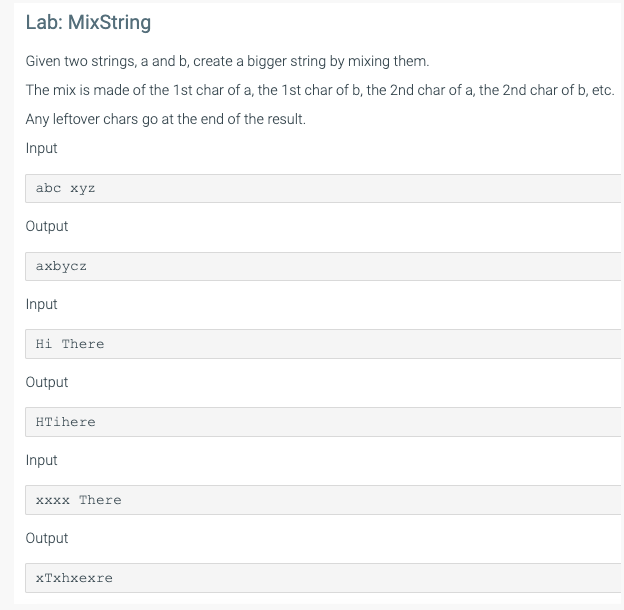 Solved Lab: MixString Given Two Strings, A And B, Create A | Chegg.com