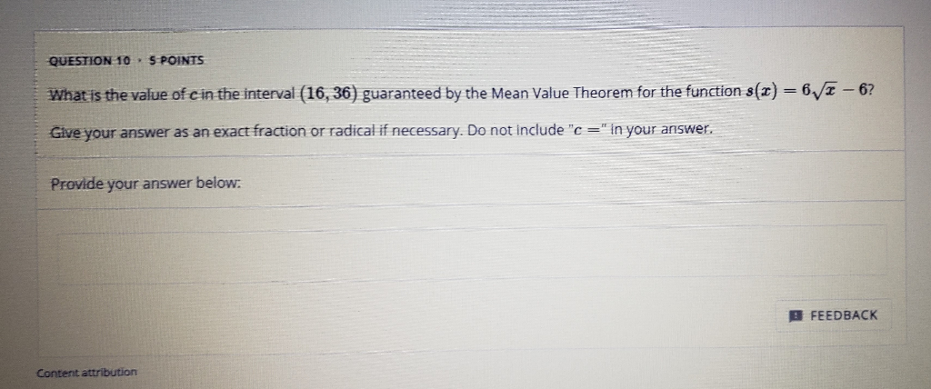 Solved QUESTION 10 S POINTS What is the value of c in the | Chegg.com