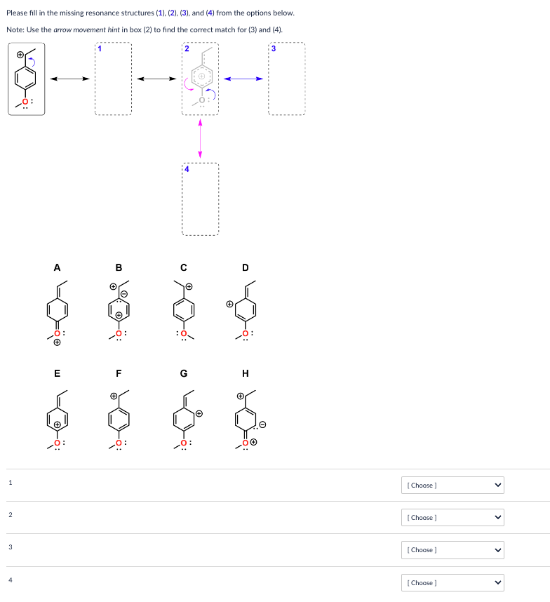 Solved Please Fill In The Missing Resonance Structures (1), | Chegg.com