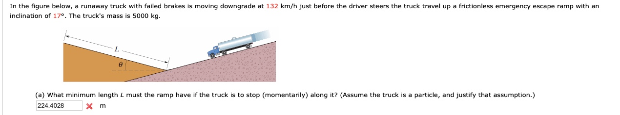 Solved In the figure below, a runaway truck with failed | Chegg.com
