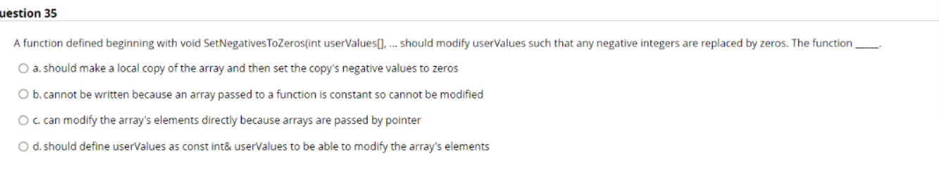 Solved uestion 35 A function defined beginning with void | Chegg.com