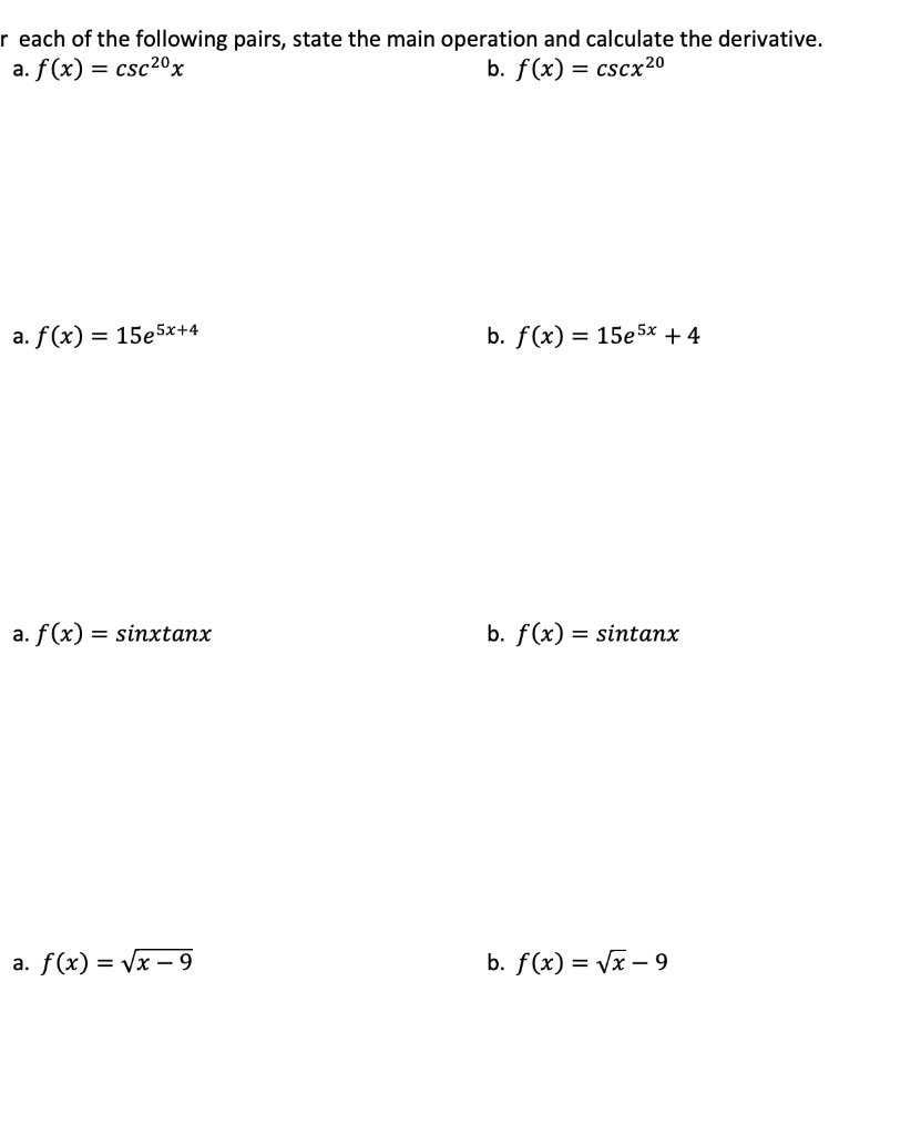 Solved r each of the following pairs, state the main | Chegg.com