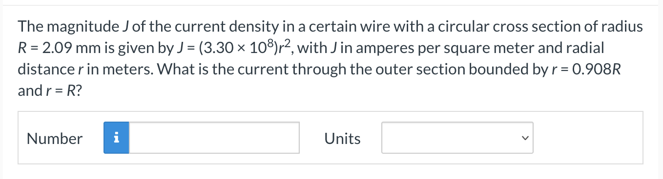 Solved The Magnitude J Of The Current Density In A Certain | Chegg.com