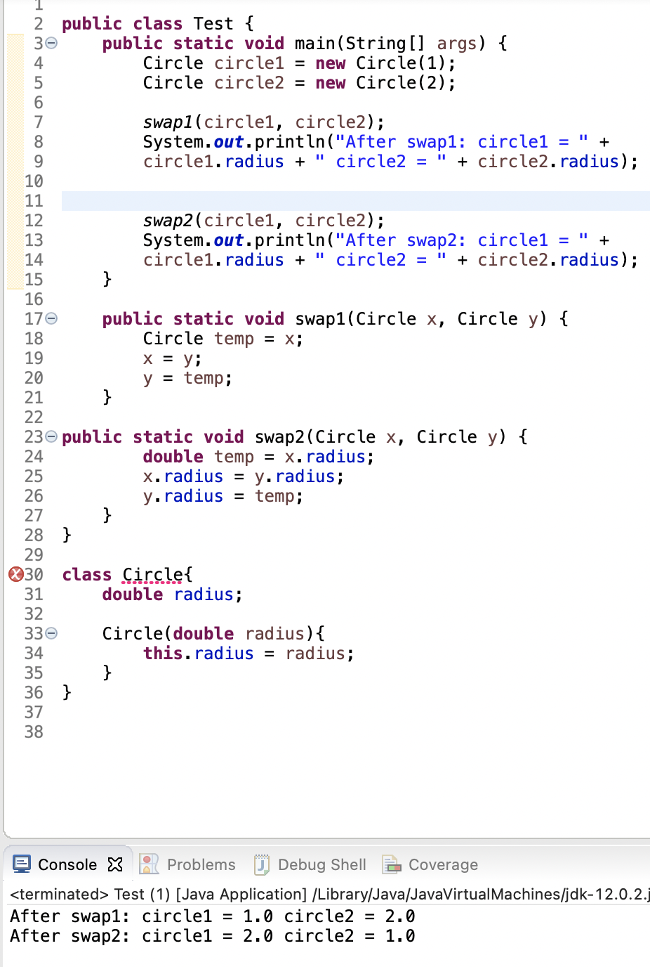 Solved WWhy does swap2 method change the values, but swap1 | Chegg.com