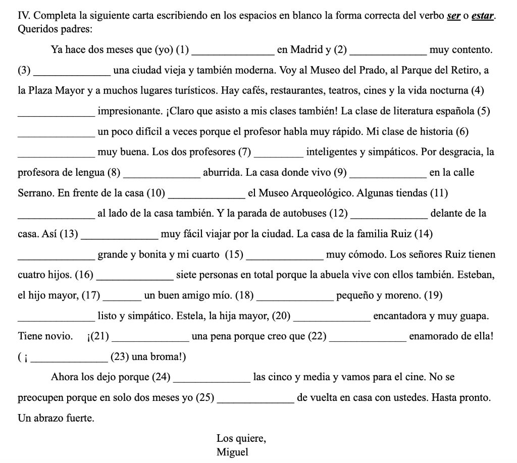 Need The Spanish Answers I Need To Complete The Chegg