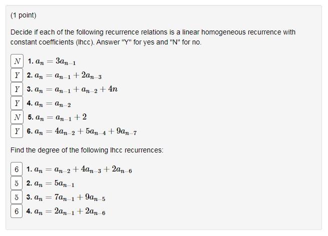 Solved Decide If Each Of The Following Recurrence Relations | Chegg.com