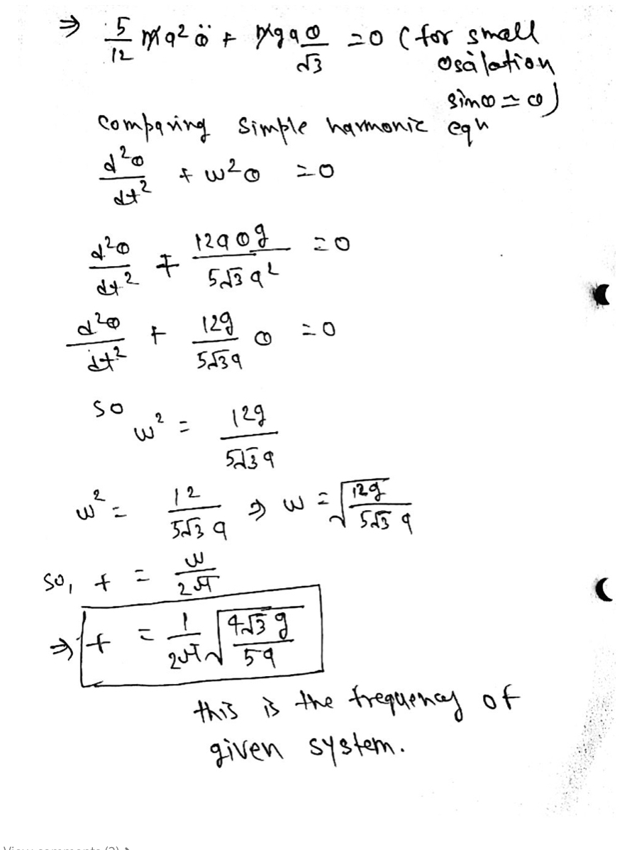 Solved Find the frequency of small oscillations for a thin