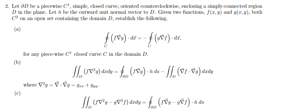 2. Let D be a piecewise C1, simple, closed curve, | Chegg.com