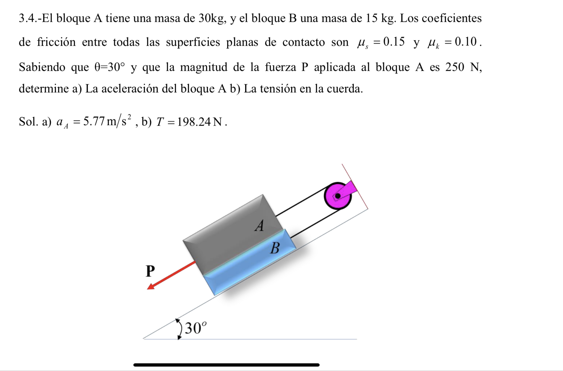 Solved Como Se Resuelve ? El Bloque A Tiene Una Masa De | Chegg.com