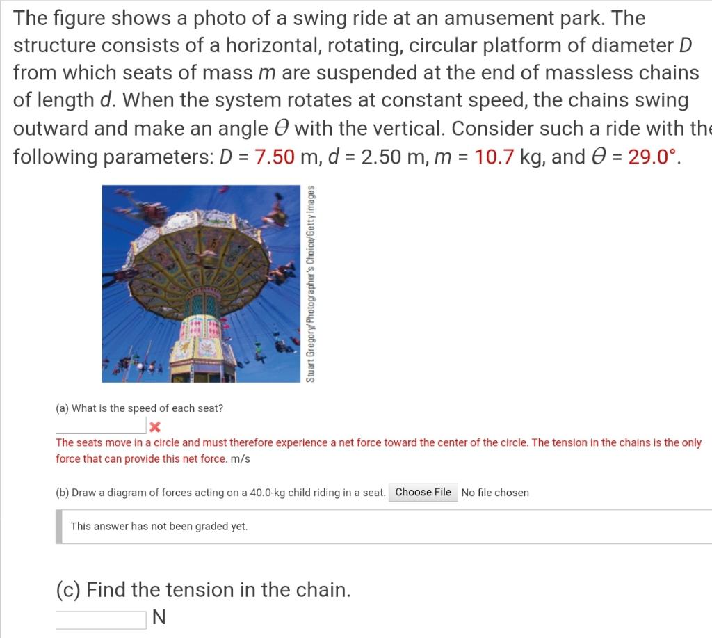 Solved The figure shows a photo of a swing ride at an | Chegg.com