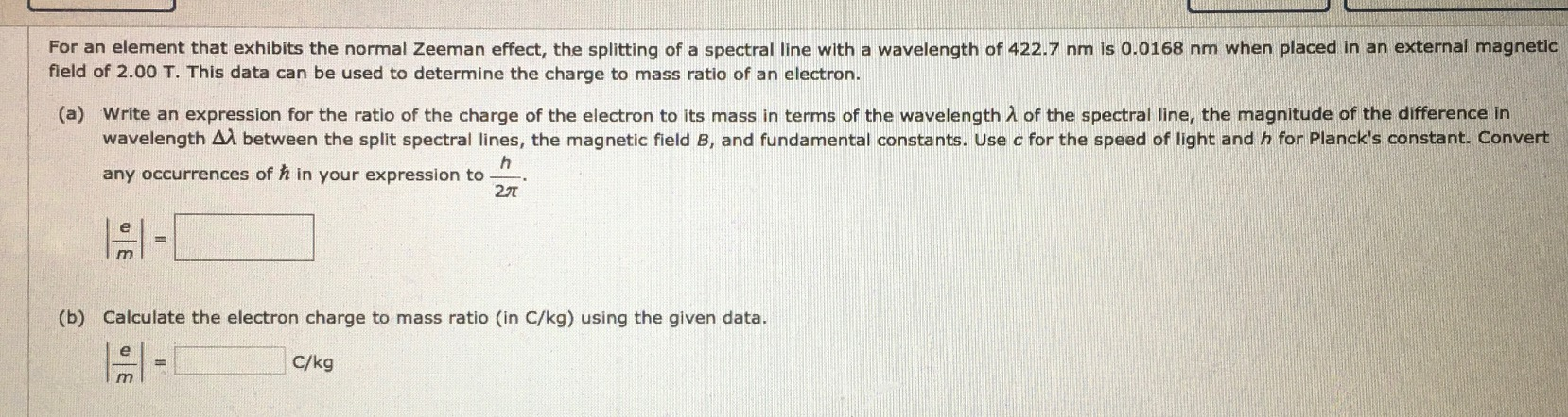 Solved For an element that exhibits the normal Zeeman | Chegg.com