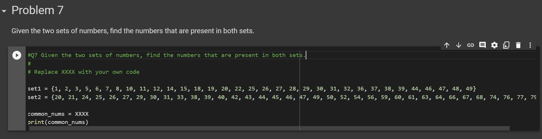Solved - Problem 7 Given the two sets of numbers, find the | Chegg.com