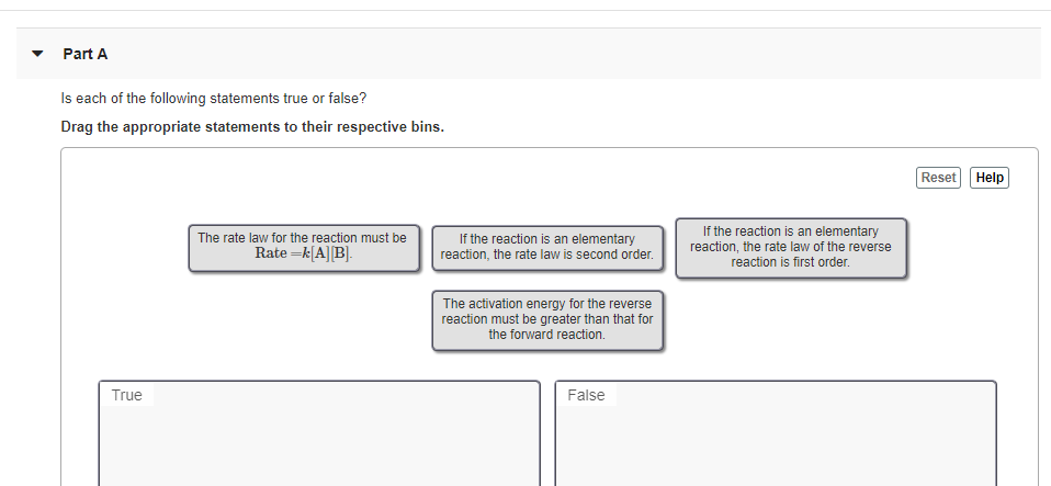 Solved Part A Is Each Of The Following Statements True Or | Chegg.com