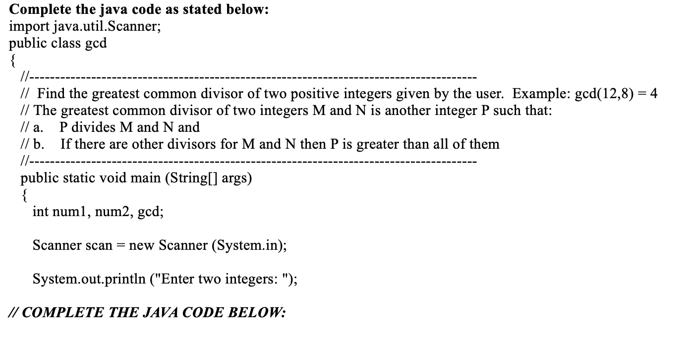 Solved Complete The Java Code As Stated Below: Import | Chegg.com