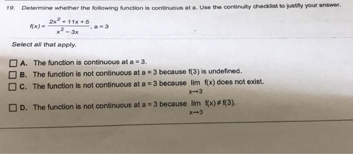 Solved 19. Determine whether the following function is | Chegg.com