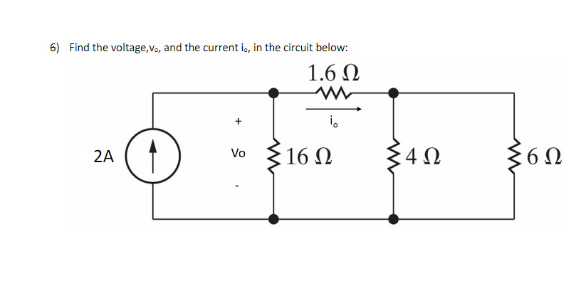 Solved 6) Find the voltage, V., and the current is in the | Chegg.com