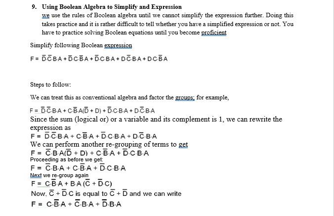 9. Using Boolean Algebra to Simplify and Expression | Chegg.com