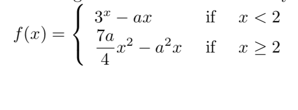 Solved Determine the value(s) of "a" that make the | Chegg.com