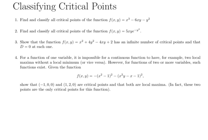 Solved Classifying Critical Points 1 Find And Classify All 1199