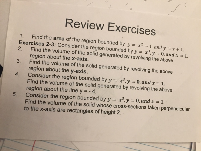 Solved Review Exercises 1. Find the area of the region | Chegg.com