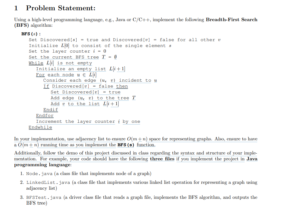 Solved The code can be done in Java or C++ but must have | Chegg.com