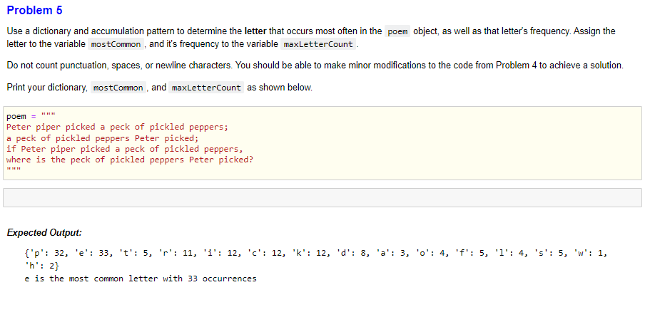 Solved Use a dictionary and accumulation pattern to | Chegg.com