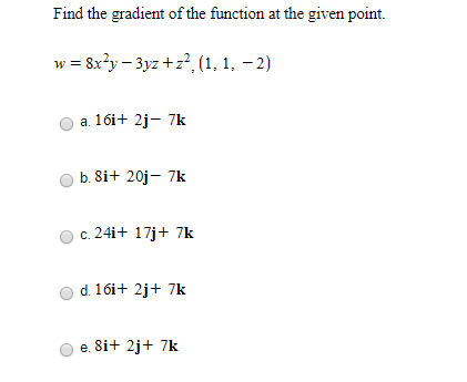 Solved Find the gradient of the function at the given point. | Chegg.com