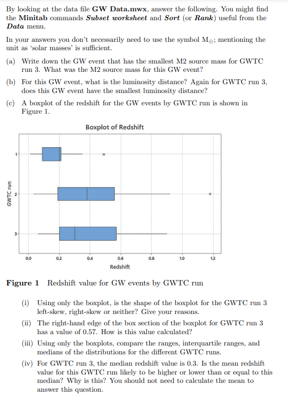 Solved By looking at the data file GW Data.mwx, ﻿answer the | Chegg.com