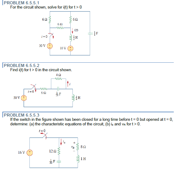 Solved PROBLEM 6.5.5.1 For The Circuit Shown, Solve For I(t) | Chegg.com