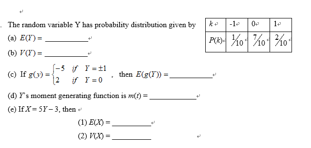 Solved The Random Variable Y Has Probability Distribution Chegg Com