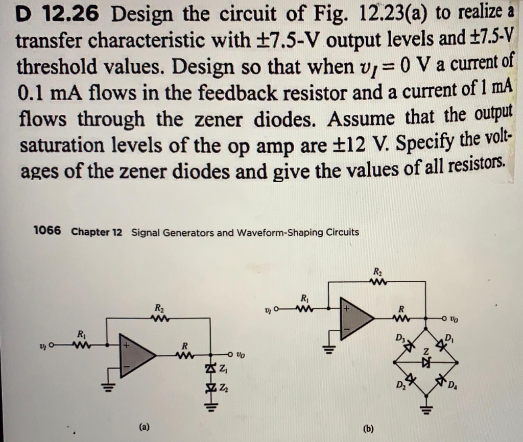 Solved D 12.26 Design the circuit of Fig. 12.23(a) to | Chegg.com