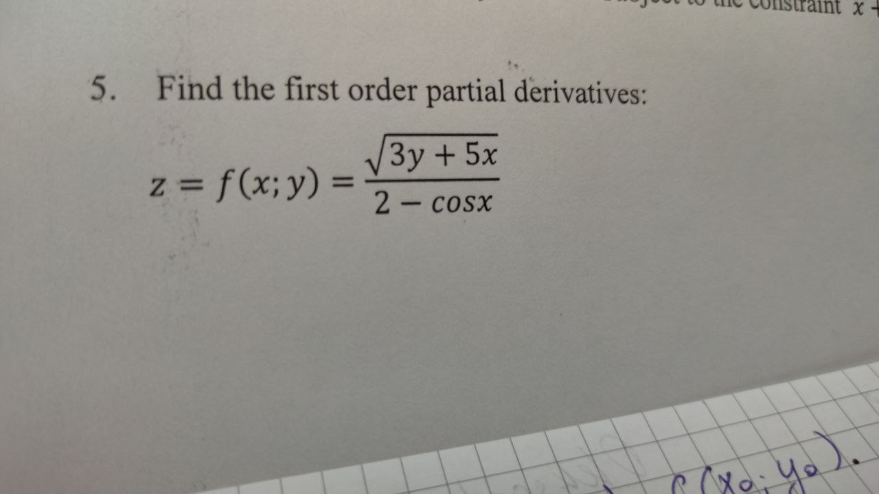 Solved Find The First Order Partial