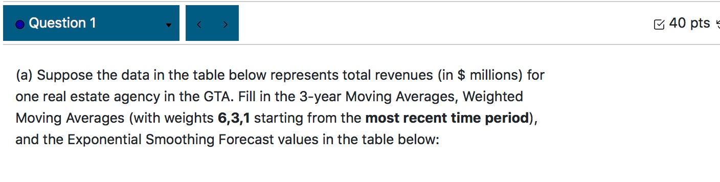 Solved Question 1 40 pts (a) Suppose the data in the table | Chegg.com